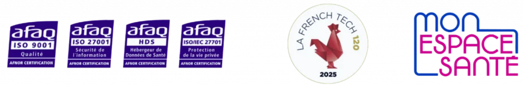 Certifications sécurité et qualité Medadom : ISO, HDS, French Tech et Mon Espace Santé